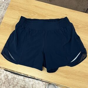 Lululemon Athletica Hotty Hot High-Rise Lined Shorts - Navy Blue - 4.0 inch